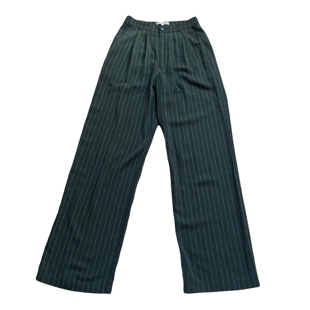 Reformation Dark Green Striped Pants